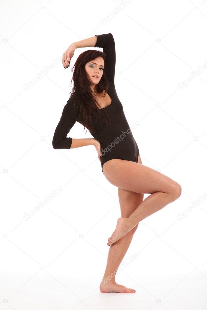 Dancer Posing Studio Young Beautiful Redhead Girl Beige Long Skirt Stock  Photo by ©Oleg.Ermak88 204514340
