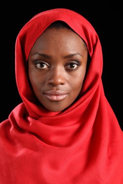 Beautiful young black religious woman in hijab clipart