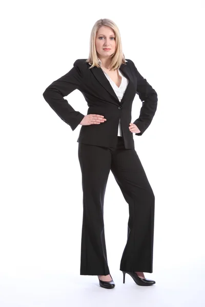 Beautiful young blonde business woman in suit — Stock Photo, Image