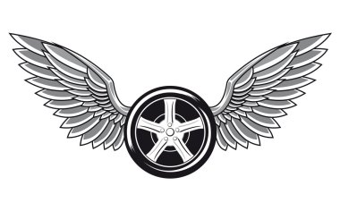 Wheel tyre with wings clipart