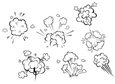 Comic explosions and clouds clipart