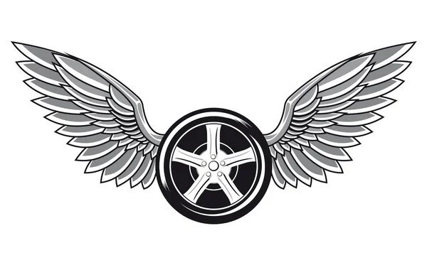 翼を持つホイール タイヤ — ストックベクタ