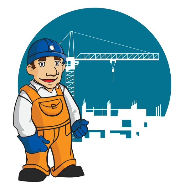 Smiling builder on construction background — Stock Vector