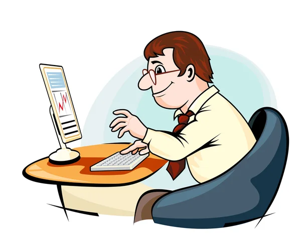 Businessman working on computer — Stock Vector