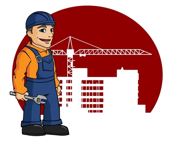 Worker on building site — Stock Vector
