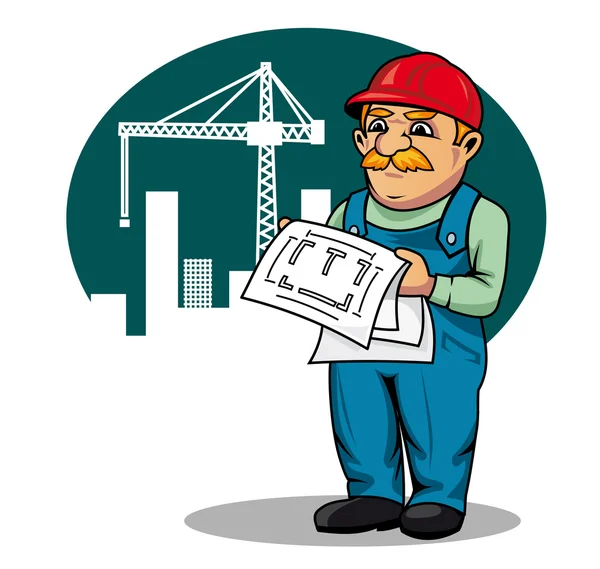 Engineer on construction site — Stock Vector