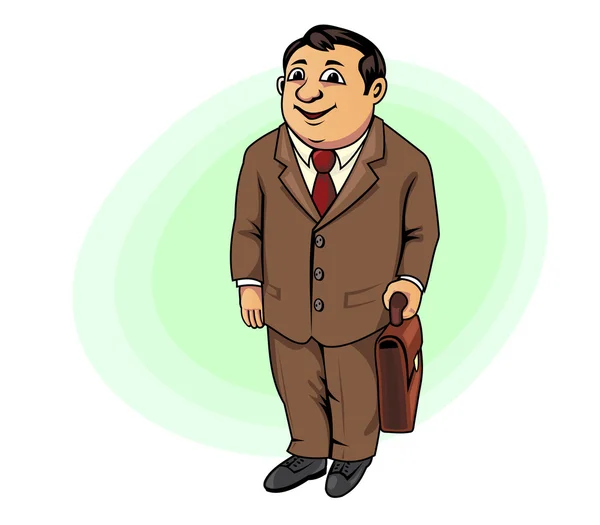 Hombre de negocios sonriente con maletín — Vector de stock
