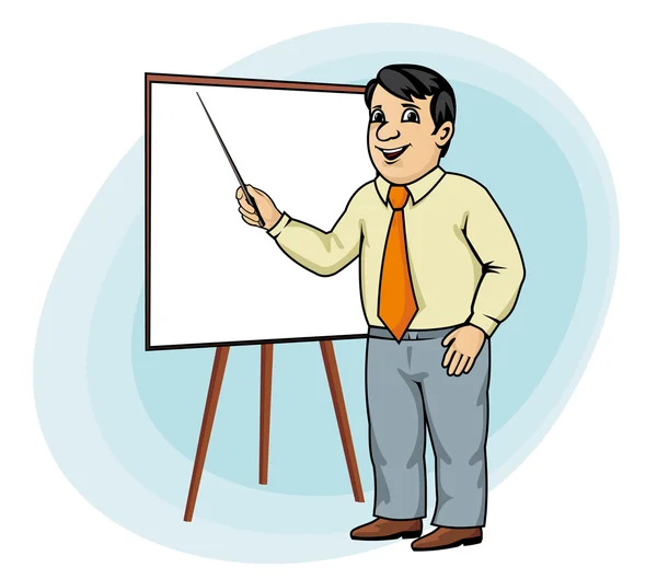 Affärsman gör presentationen — Stock vektor
