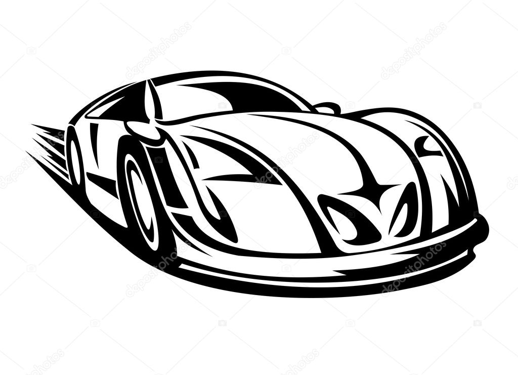 Carro de corrida cinza, ilustração de carro esporte