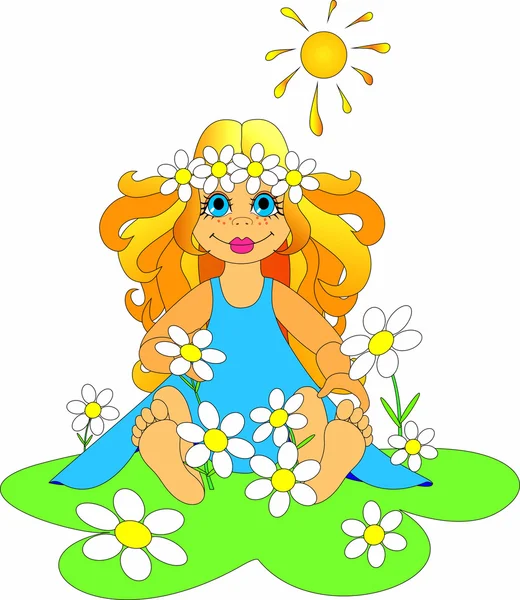 Little girl with ox-eye daisy. — Stock Photo, Image