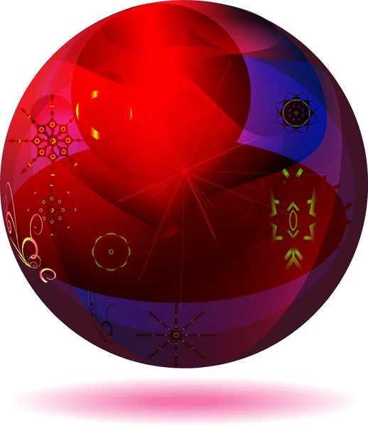 Glass Christmas ball with contour snowflakes — Stock Vector