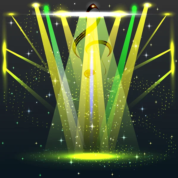 Colorful lights in a concert stage — Stock Vector