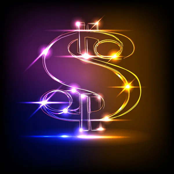 stock vector Neon dollar