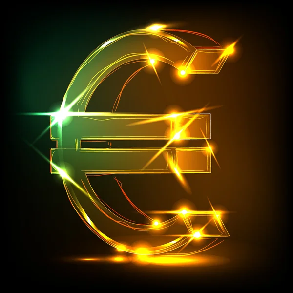 Neon euro simbol — Vector de stoc