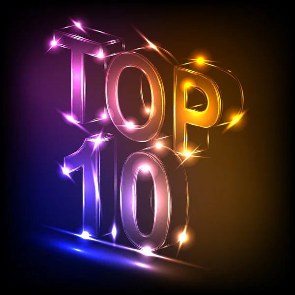 Neon top 10 woorden — Stockvector