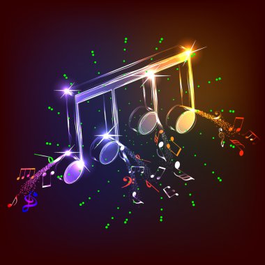 Neon music notes clipart