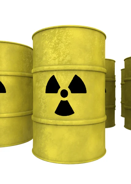 Yellow nuclear waste barrel — Stock Photo, Image