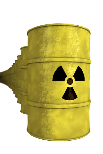 Seria baryłkę odpadów jądrowych — Zdjęcie stockowe