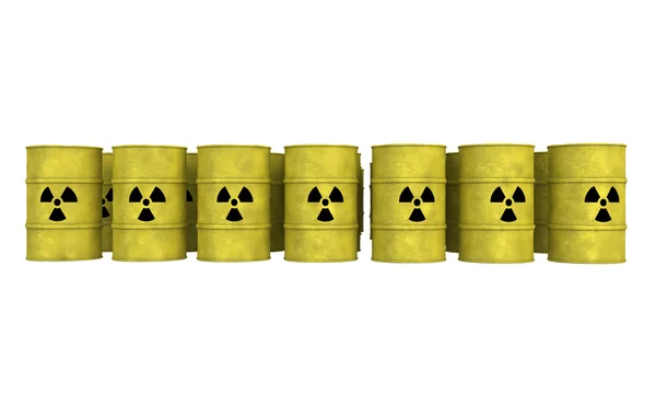 Wiersze baryłkę odpadów jądrowych — Zdjęcie stockowe