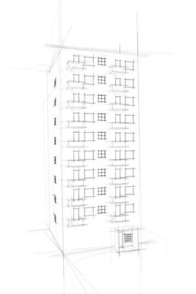 Wild sketch of tenement in white — Stock Photo, Image