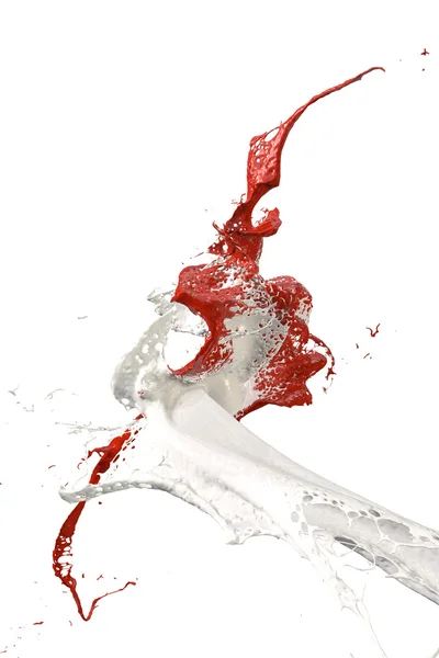 Stänk av färg i rött och vitt — Stockfoto