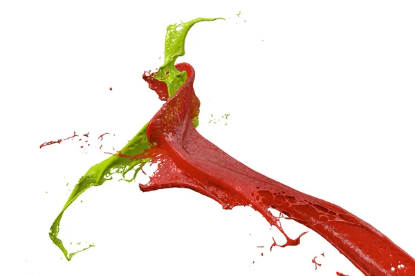 Splashing color in red and green — Stock Photo, Image
