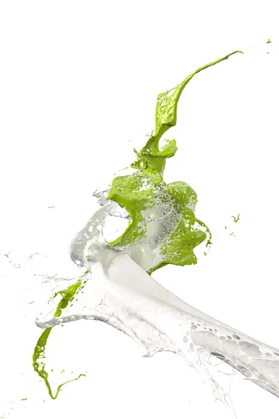 Splashing color in white and green — Stock Photo, Image