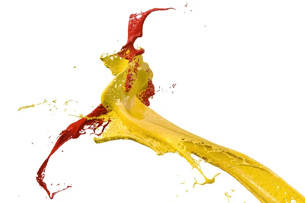 Splashing color in yellow and red — Stock Photo, Image
