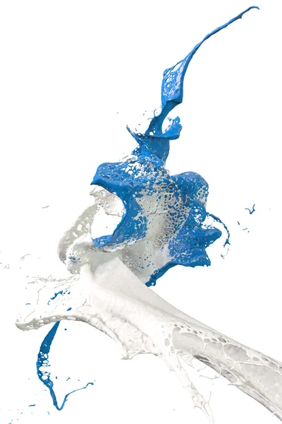 Splashing paint in white and blue — Stock Photo, Image