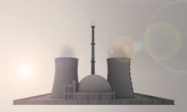 Ydinvoimala illalla — kuvapankkivalokuva