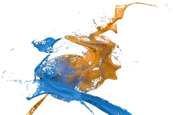 Splashing colors in yellow and blue — Stock Photo, Image