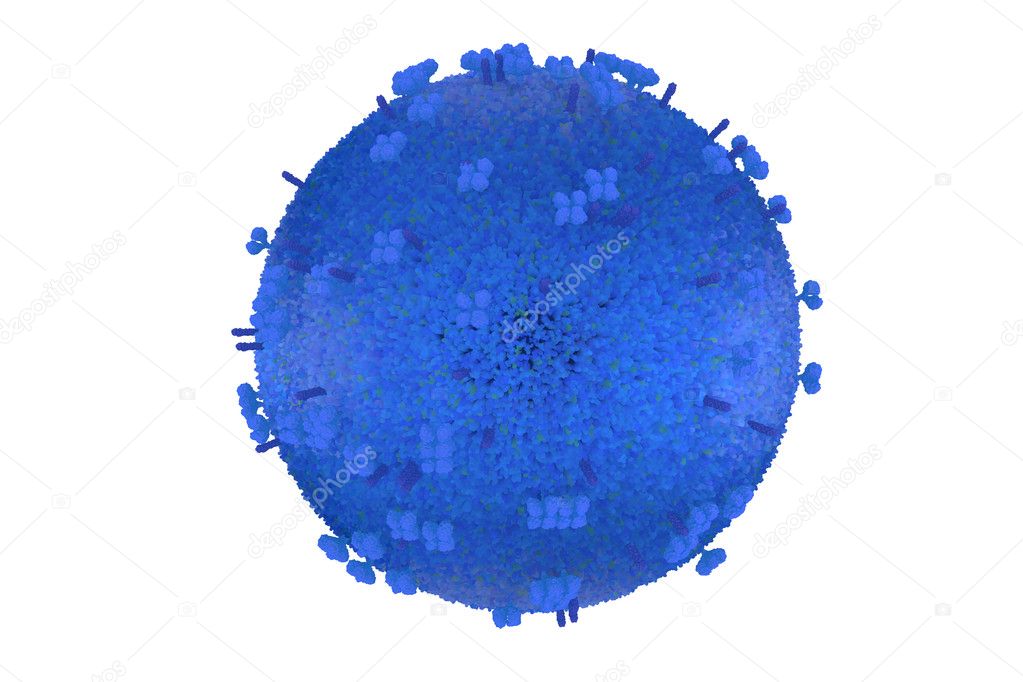 Influenza virus model in blue