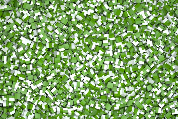Cubos texturizados abstratos em verde e branco — Fotografia de Stock