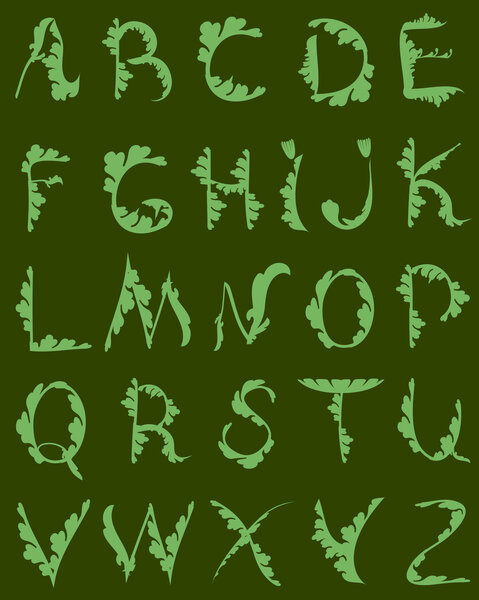 DECORATIVE alphabet in the style of the plant