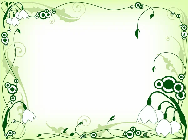Grön blommig ram — Stock vektor