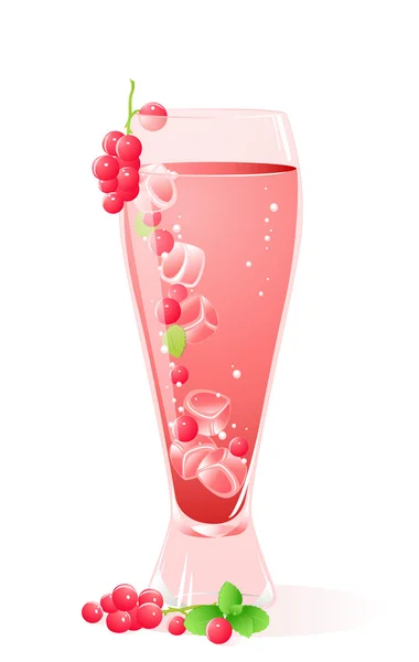 Vaso con bebida, bayas y hielo — Vector de stock