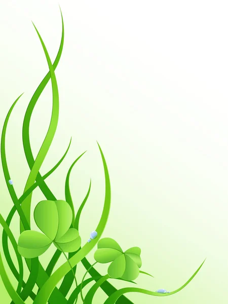 Hierba verde y hojas de trébol — Archivo Imágenes Vectoriales