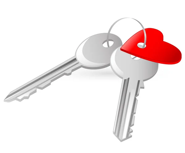 stock vector Two keys with red heart tag