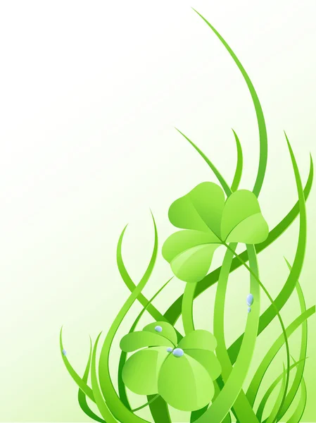 緑の草とクローバーの葉 — ストックベクタ