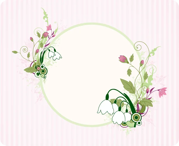 Banner redondo con adorno floral — Archivo Imágenes Vectoriales