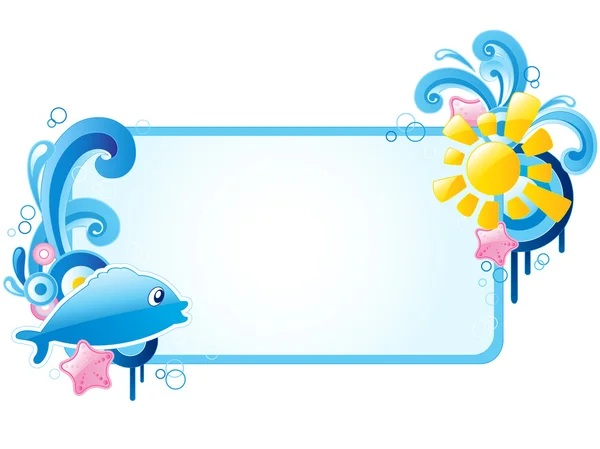 Letní barevný prapor s ornamentem a rybou — Stockový vektor