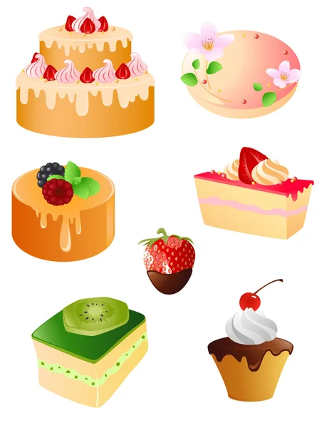 Ensemble d'icônes de dessert sucré — Image vectorielle