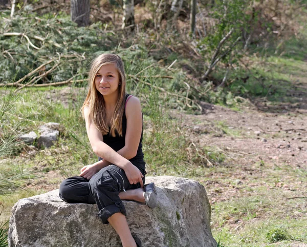 Stunning teenage girl in the woods — Stock Photo, Image
