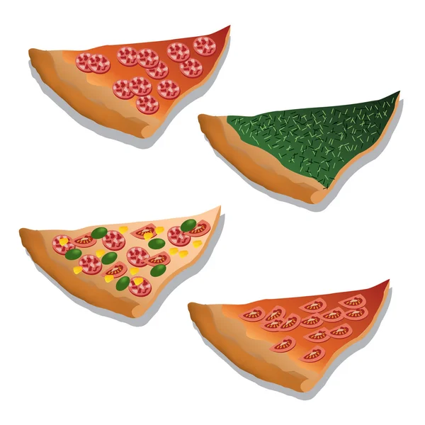 Quatro tipos de pizza — Vetor de Stock