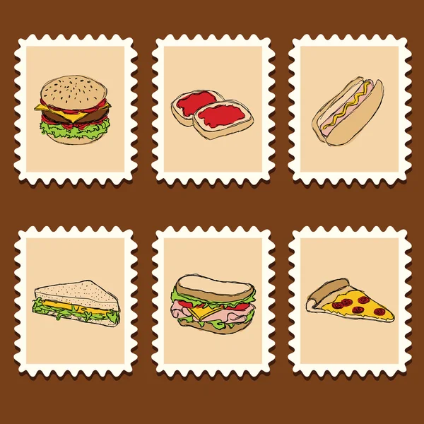 Selos de comida rápida — Vetor de Stock
