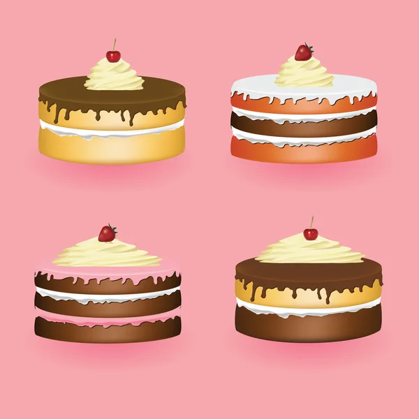 Quattro torte — Vettoriale Stock
