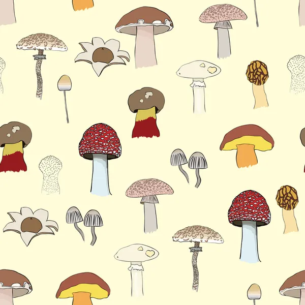 Mushrooms pattern — Stock Vector