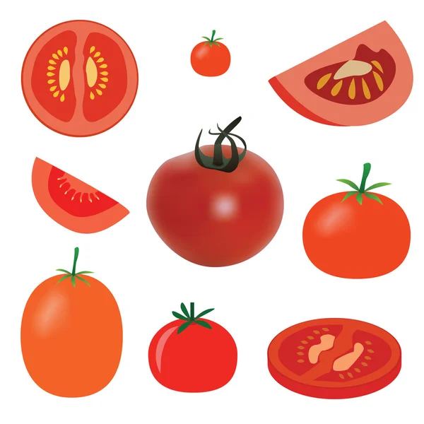 Dibujos animados de tomate en rodajas imágenes de stock de arte vectorial |  Depositphotos