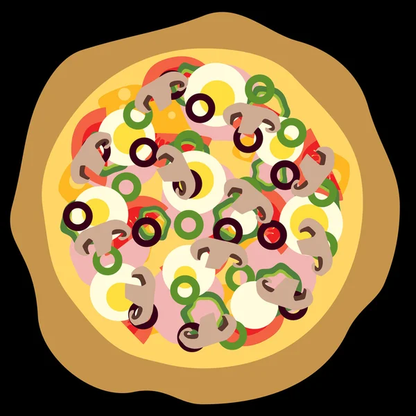 Pizza, svart bakgrund — Stock vektor