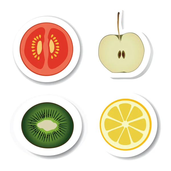 Vegetable and fruit stickers — Stock Vector